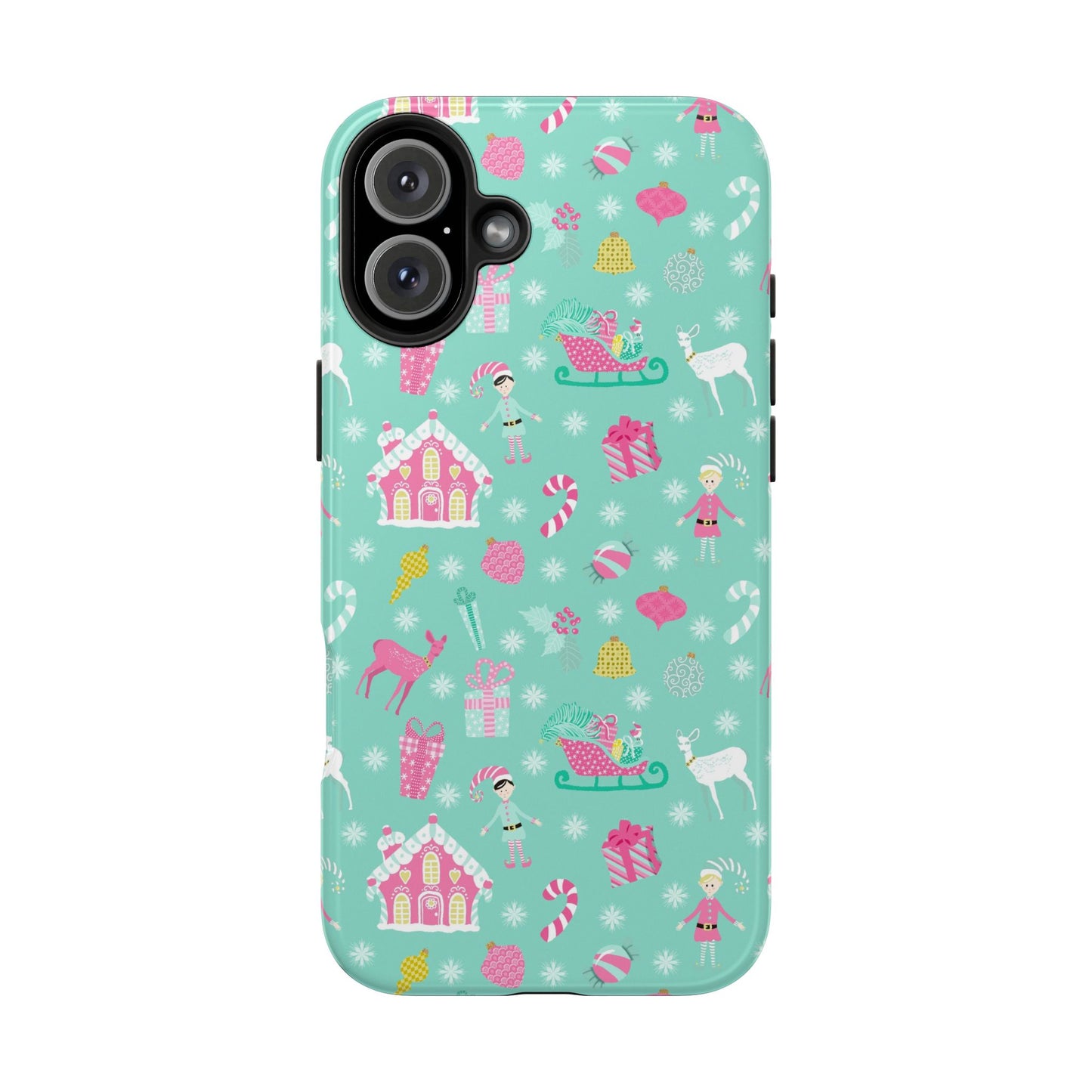 Pastel Christmas on Turquoise Tough Phone Cases