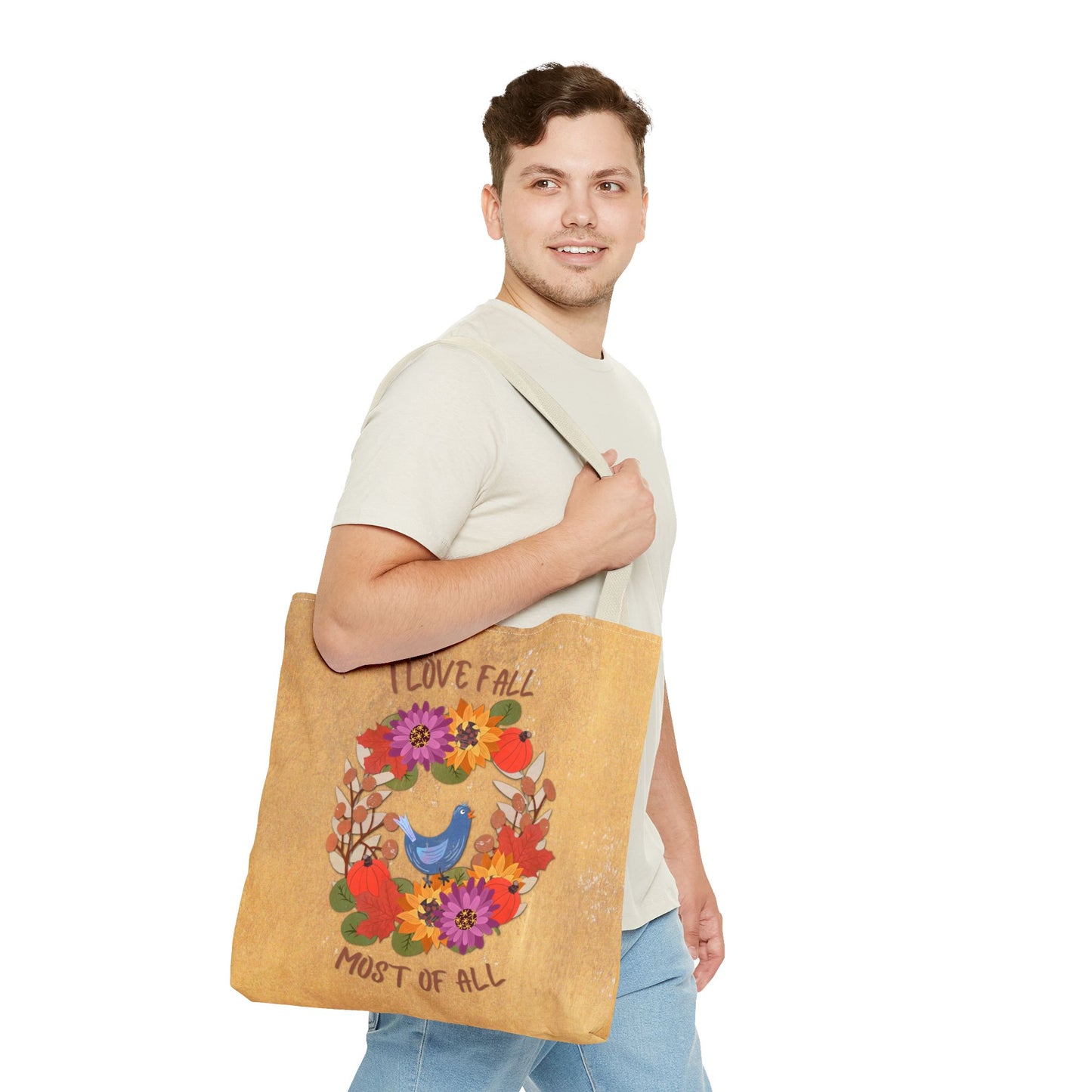 I Love Fall Most of All Autumn Wreath Collage Tote Bag