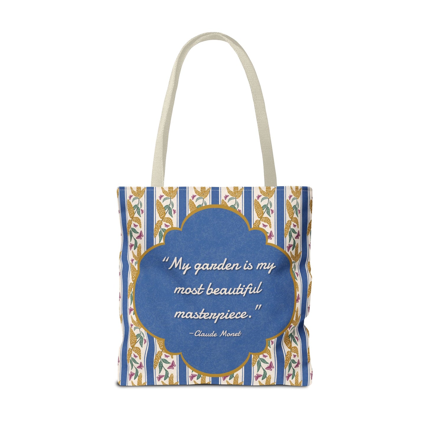 Goldenrod and Butterflies with Monet Quote Tote Bag