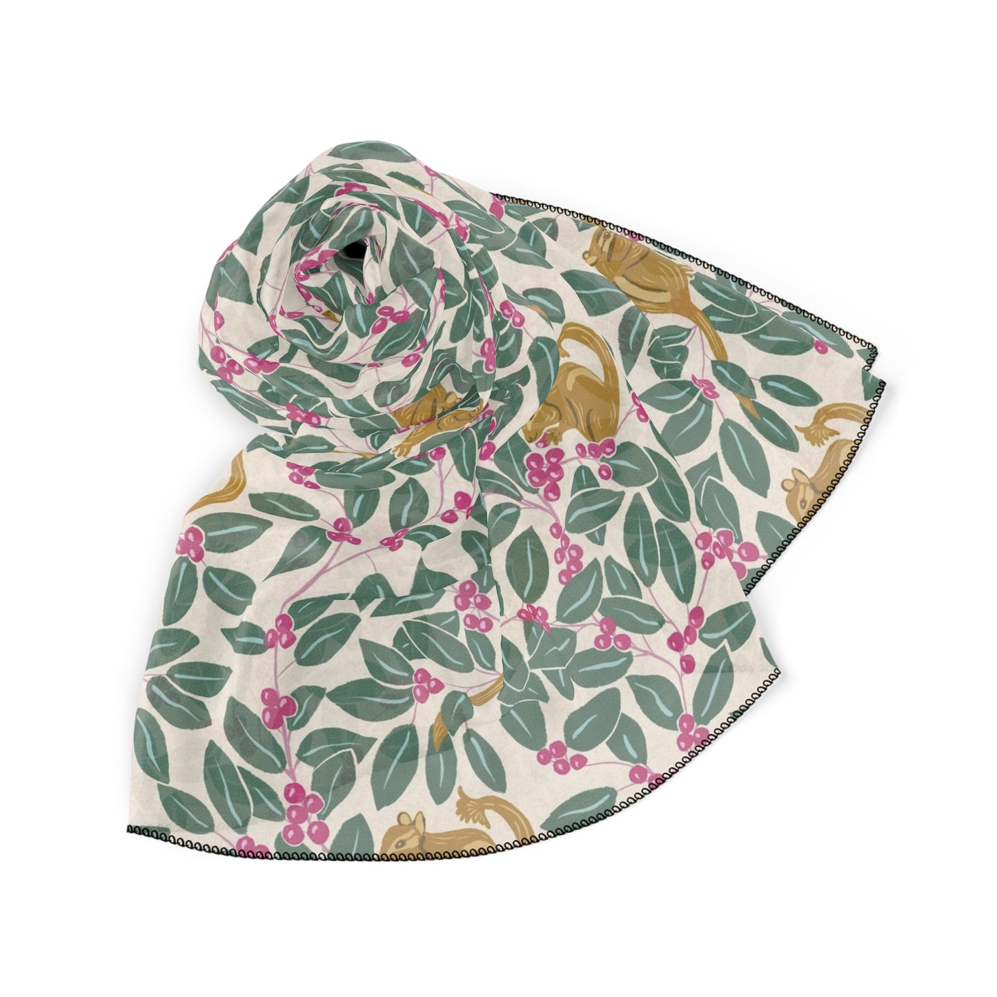 Wintergreen and Chipmunk Square Poly Scarf