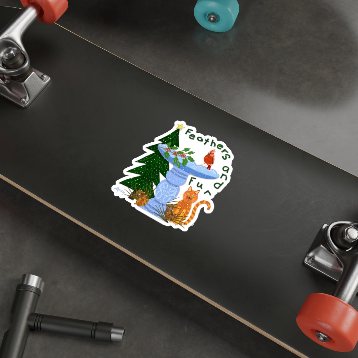 Feathers and Fur Collage Die Cut Sticker