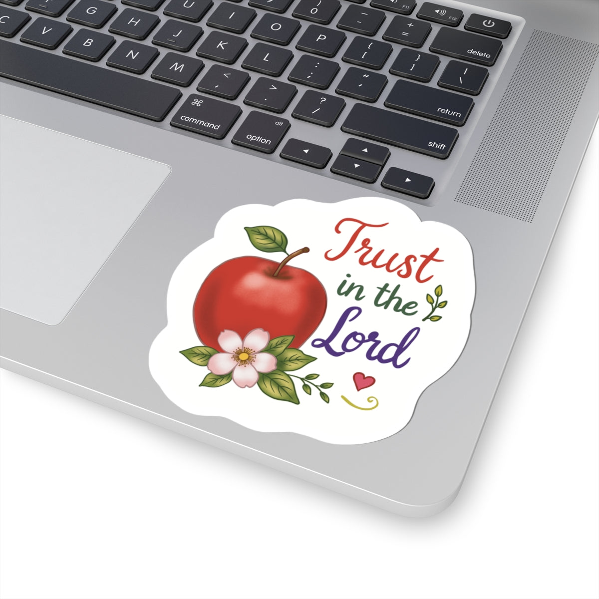 Trust in the Lord Apple Sticker — Faith-Based Kiss-Cut Decal
