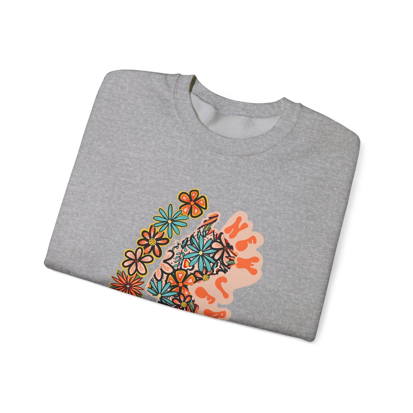 Retro 70s Flowers New Jersey State Design — Heavy Blend™ Crewneck Sweatshirt