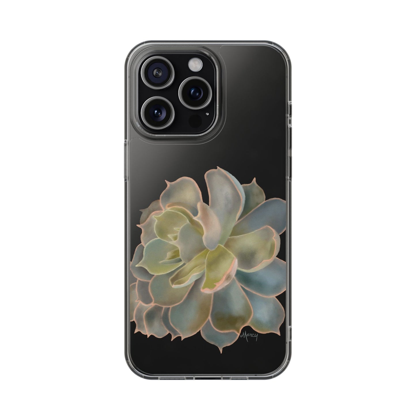 Gray and Green Succulent Clear Cases