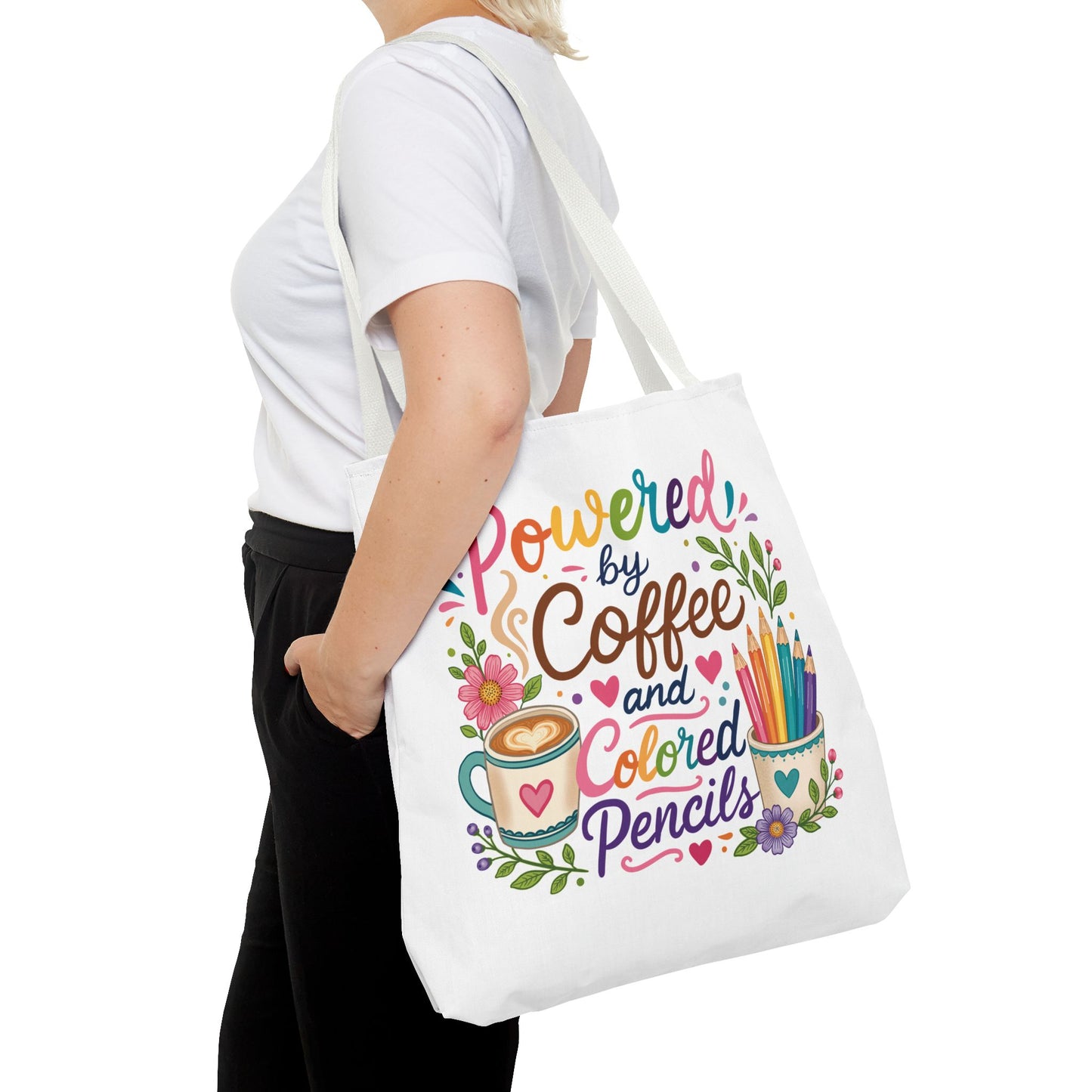 Powered by Coffee & Colored Pencils Tote Bag