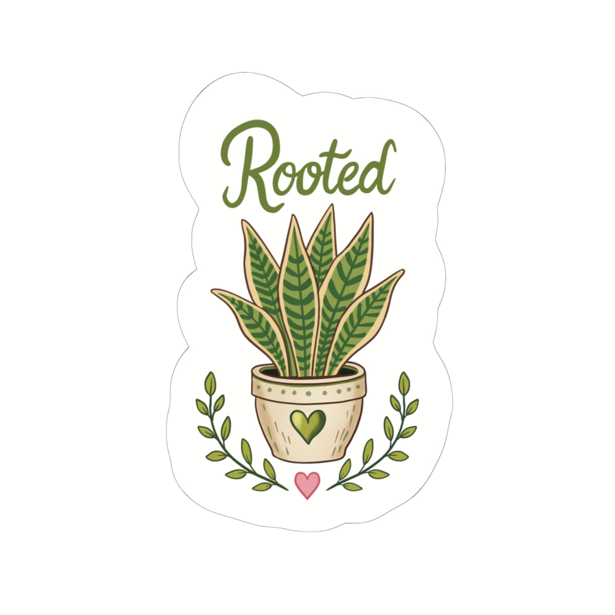 Rooted Plant Sticker — Kiss-Cut Potted Sansevieria Decal