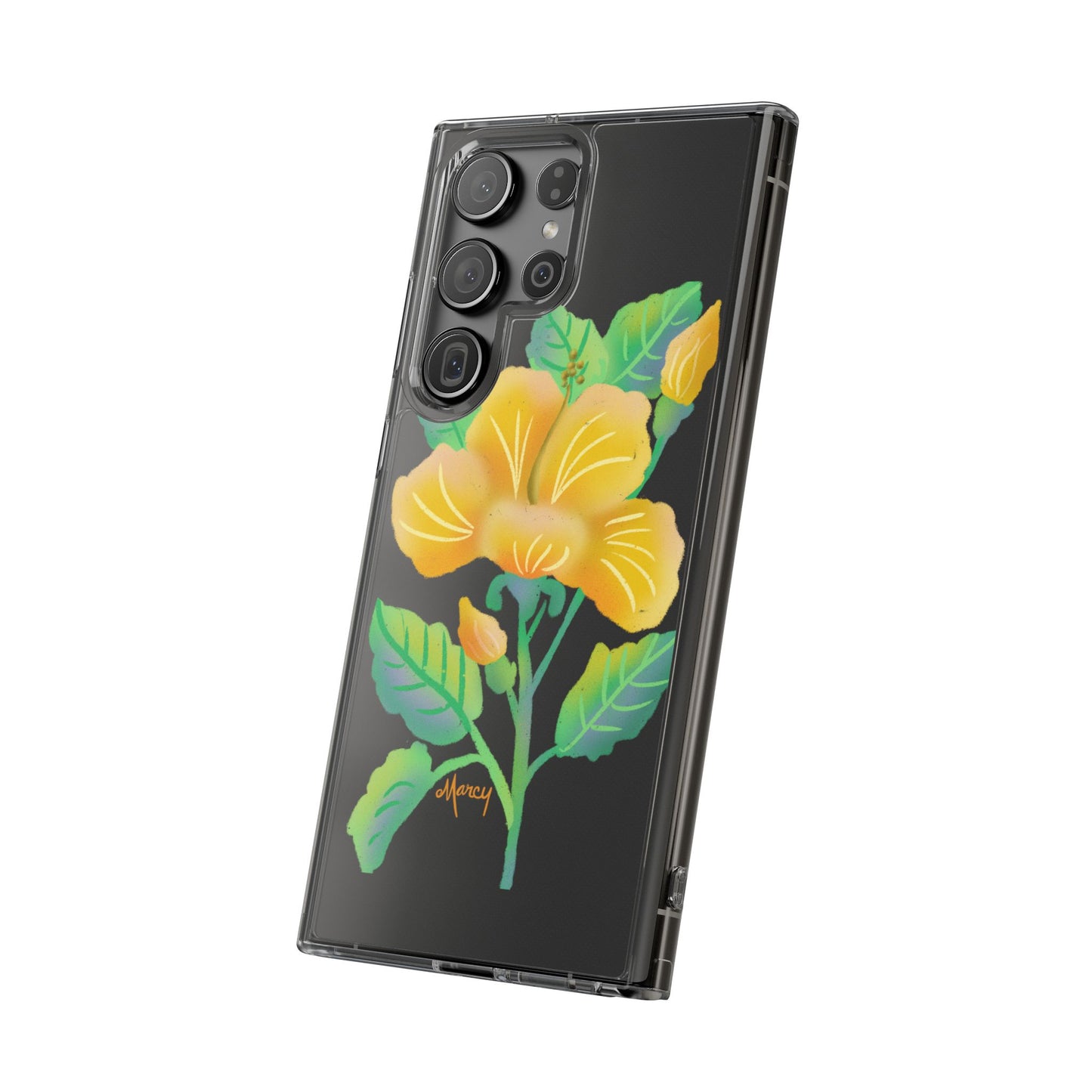 Yellow Hibiscus Blossom Clear Cases