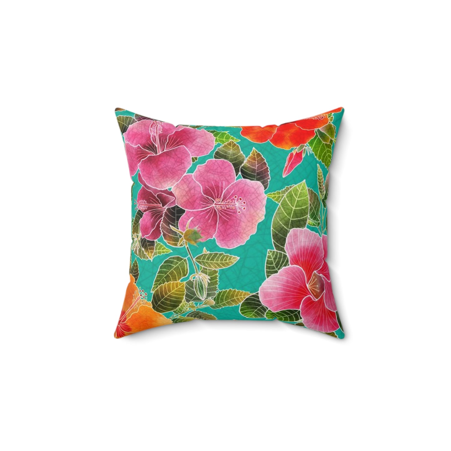 Hibiscus Garden Spun Polyester Square Pillow