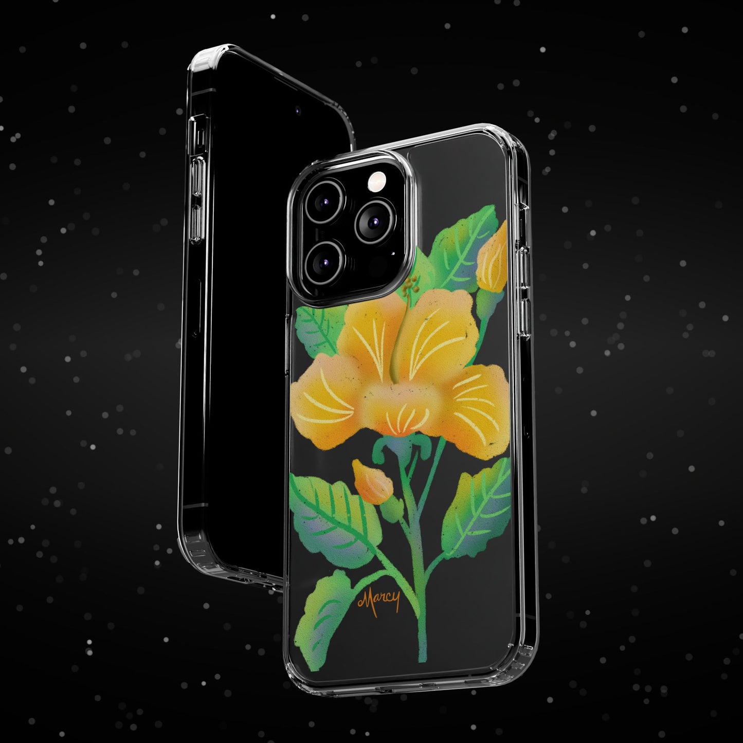 Yellow Hibiscus Blossom Clear Cases