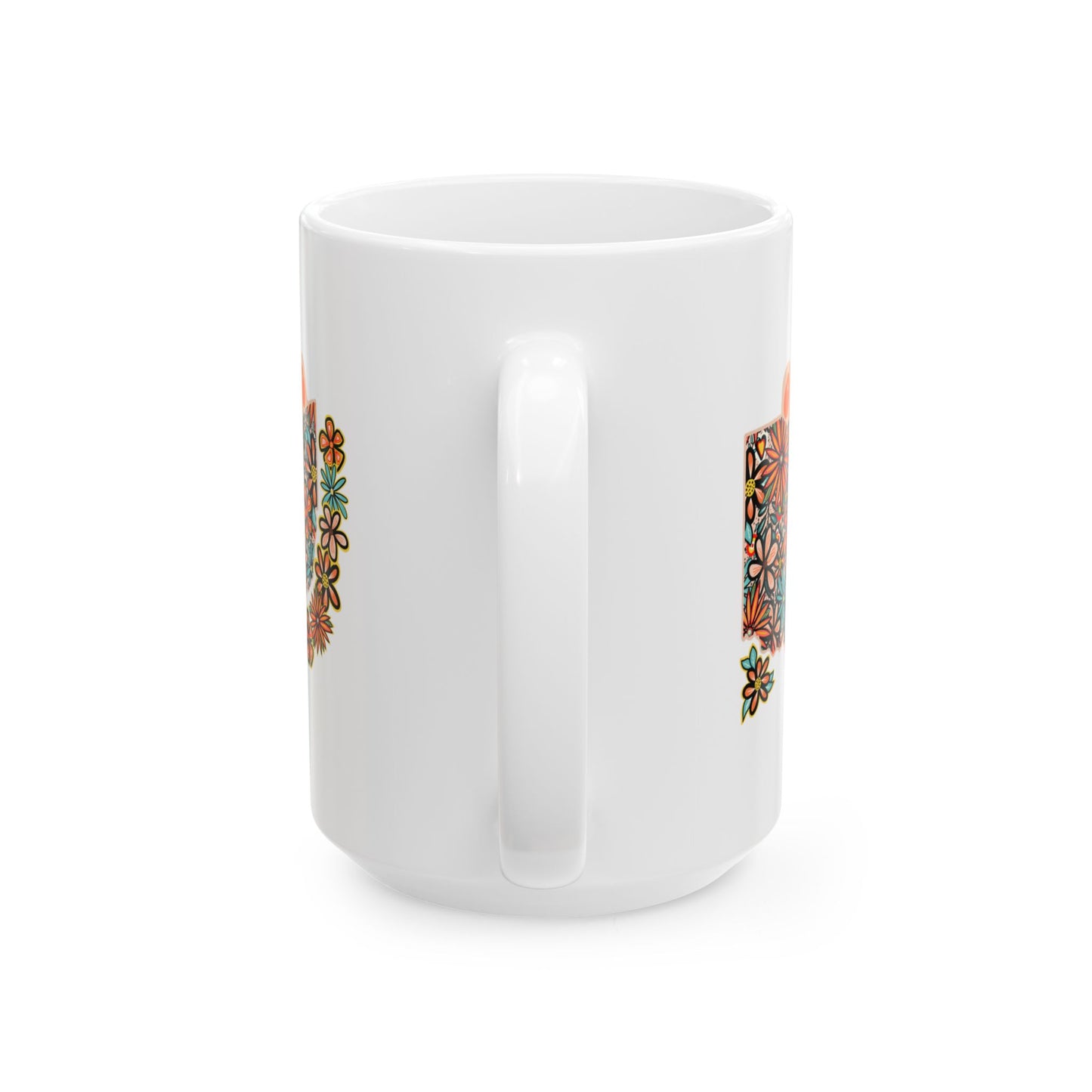 Retro 70s Flowers Ohio Ceramic Mug 11 oz and 15 oz