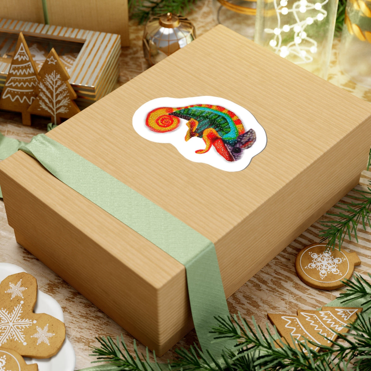 Colorful Rainbow Chameleon from Pico’s Jungle Adventure Book Vinyl Kiss-Cut Sticker