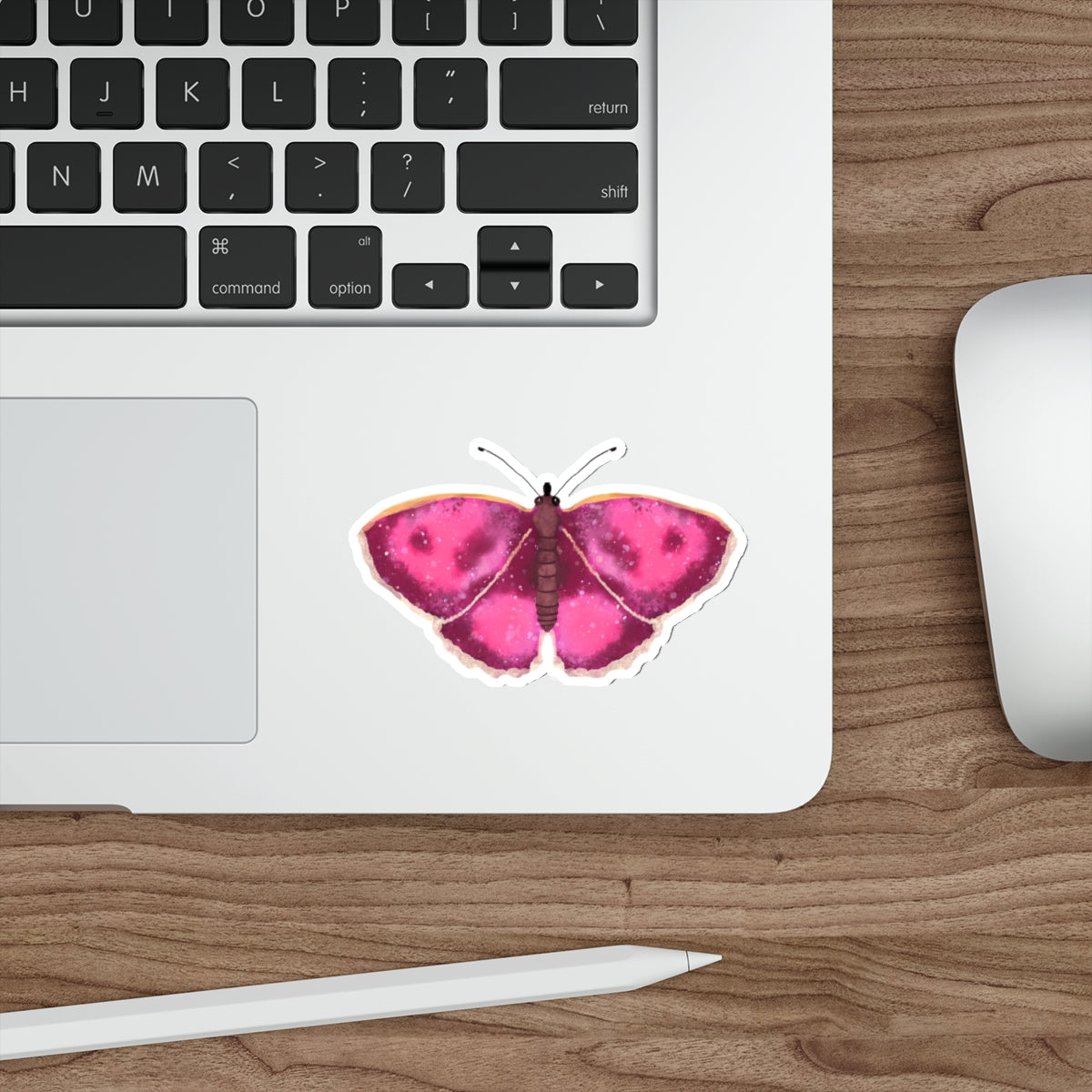 Watercolor Moth in Pink Die Cut Sticker