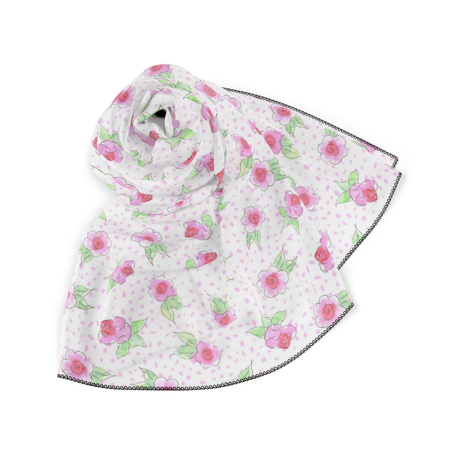 Maria’s Pink Roses Poly Scarf