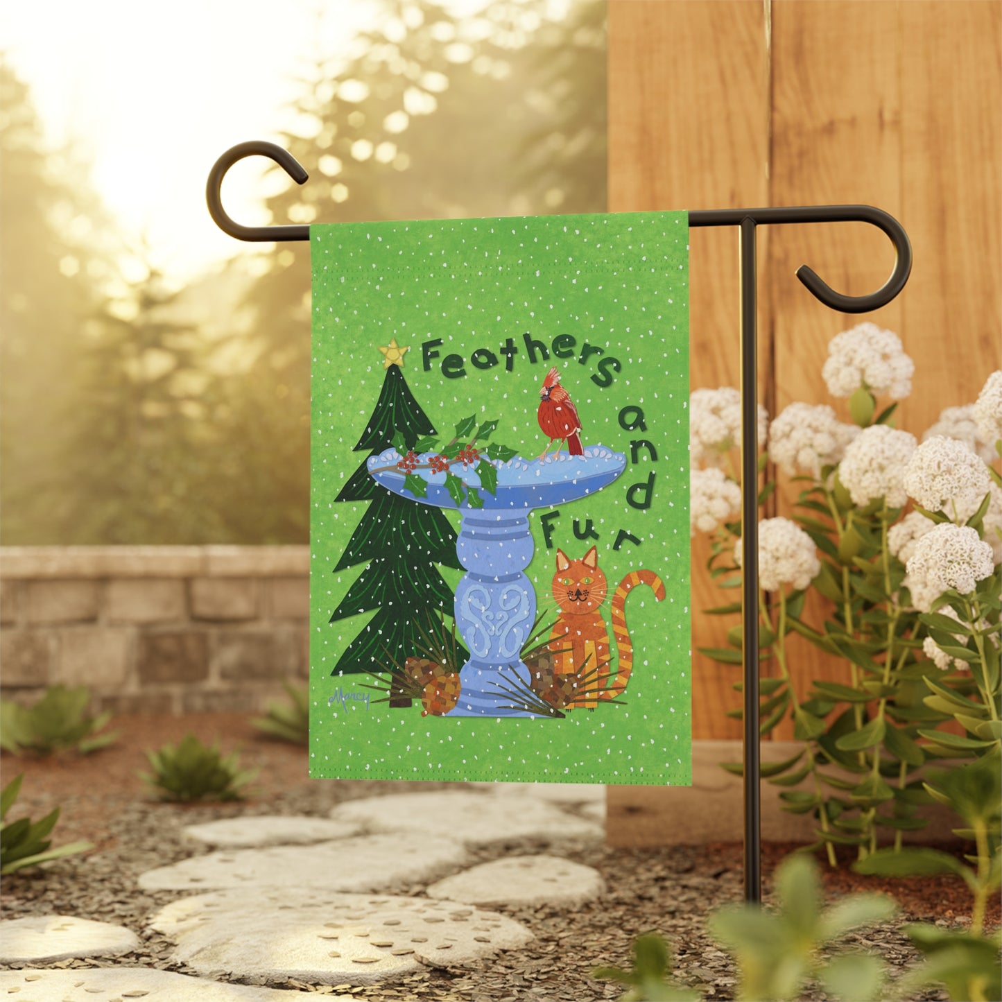 Feathers and Fur Collage Garden Banner