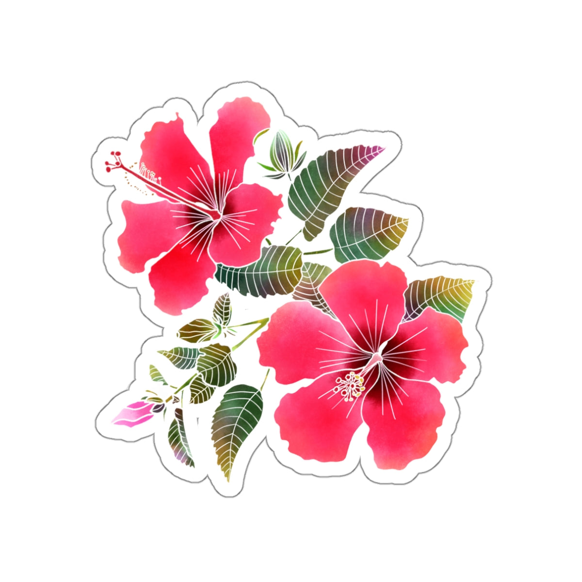 Red Hibiscus Die-Cut Stickers