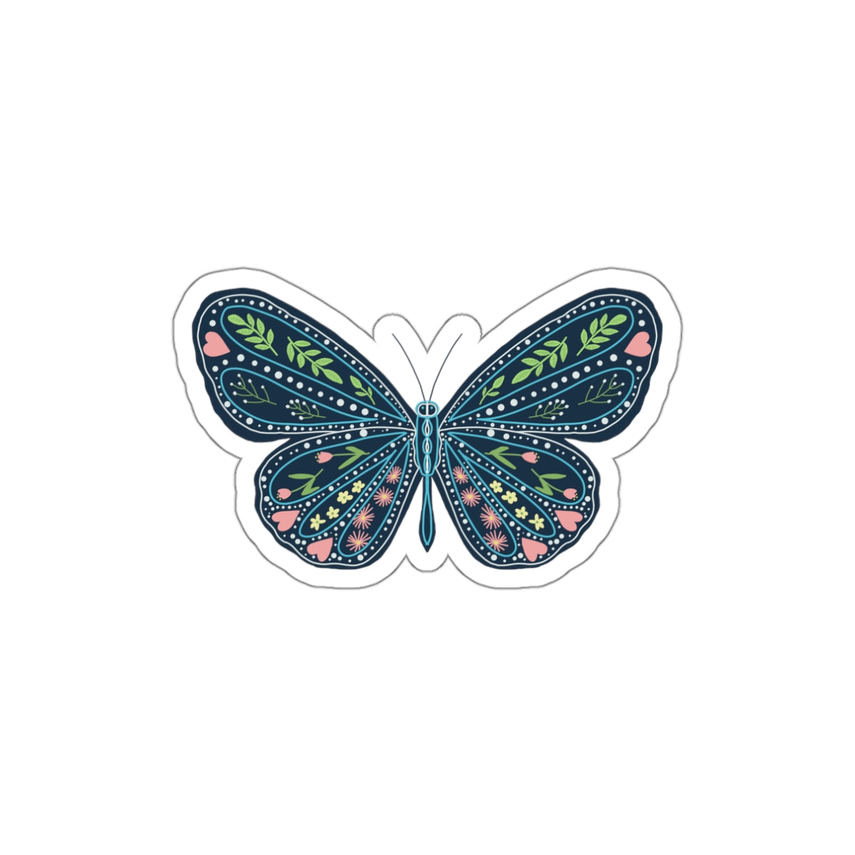 Folk Art Butterfly Die Cut Sticker