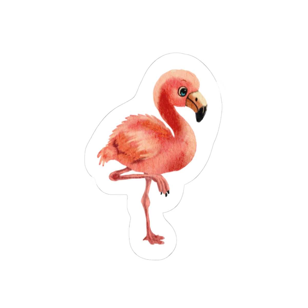 Baby Flamingo Kiss-Cut Sticker — Watercolor Nursery Decal for Laptops, Planners & Baby Shower Favors