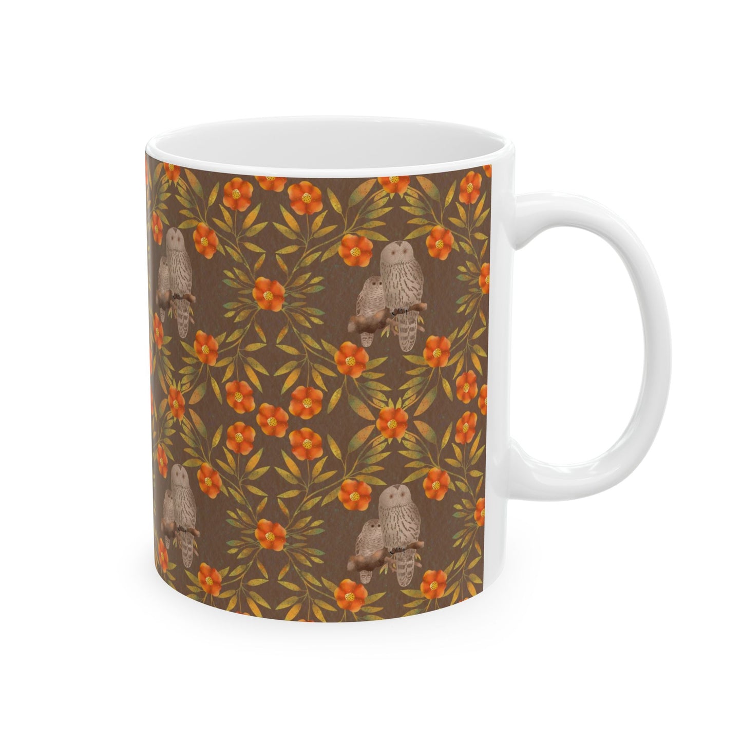 Owls and Flowering Vines Ceramic 11 oz Ceramic Mug