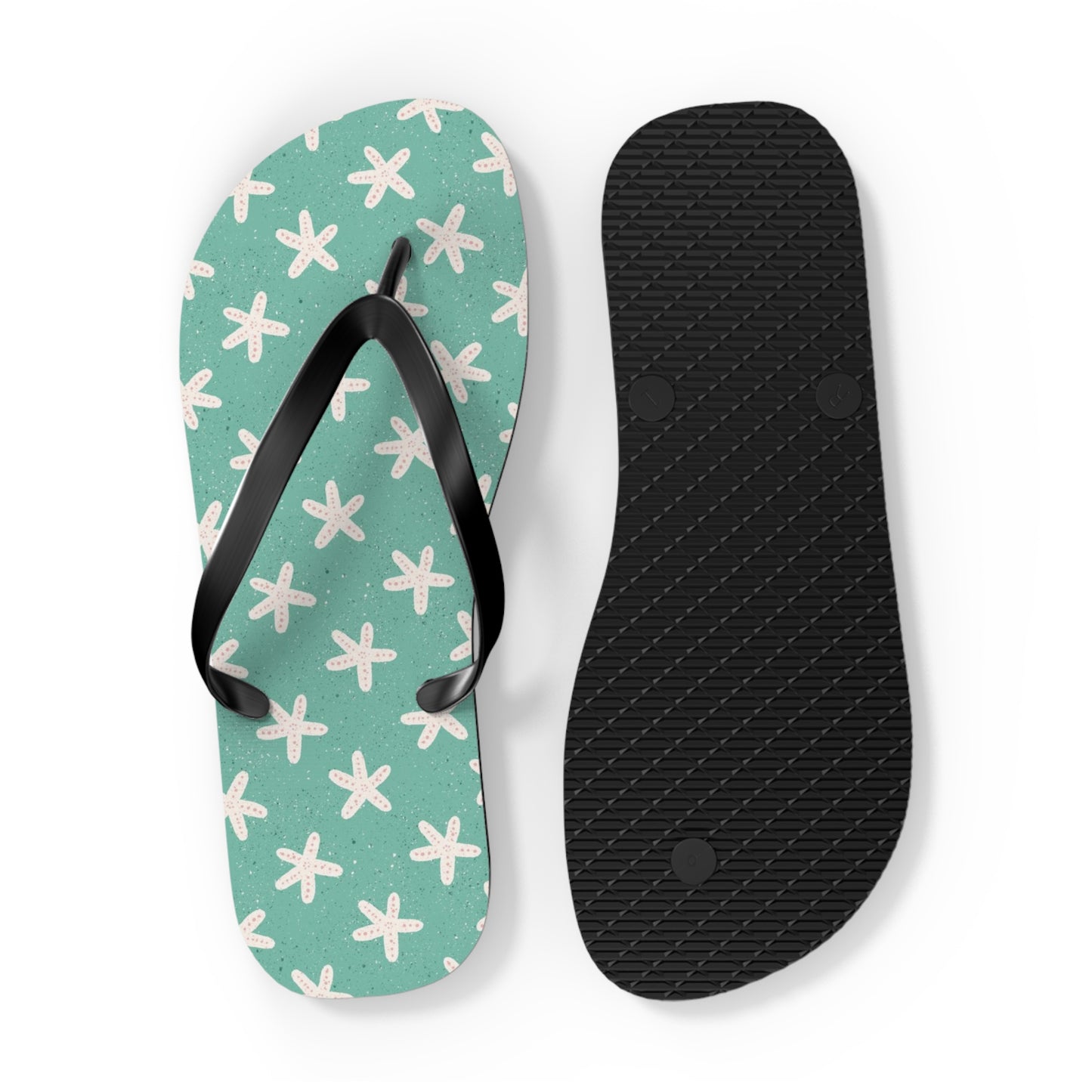 Starfish on Sea Green Flip Flops