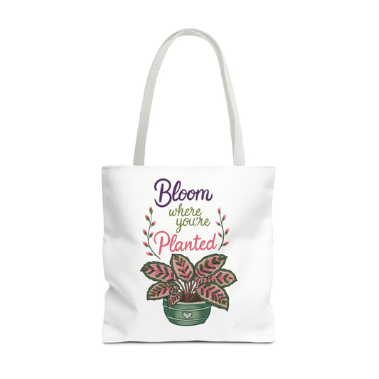 Bloom Where You’re Planted Tote Bag — Potted Monsterra Spiritual Tote
