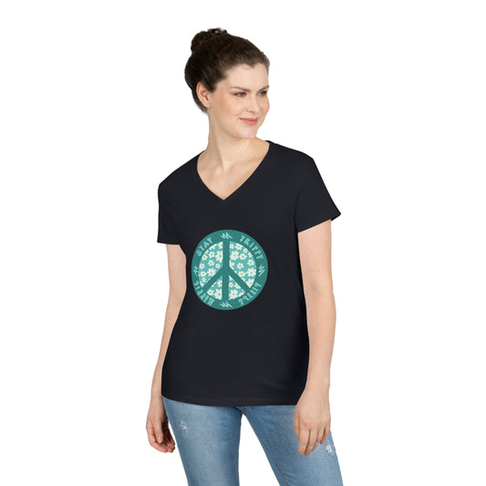 Ditzy Daisies | Stay Trippy Little Hippy | Ladies' Cotton V-Neck T-Shirt