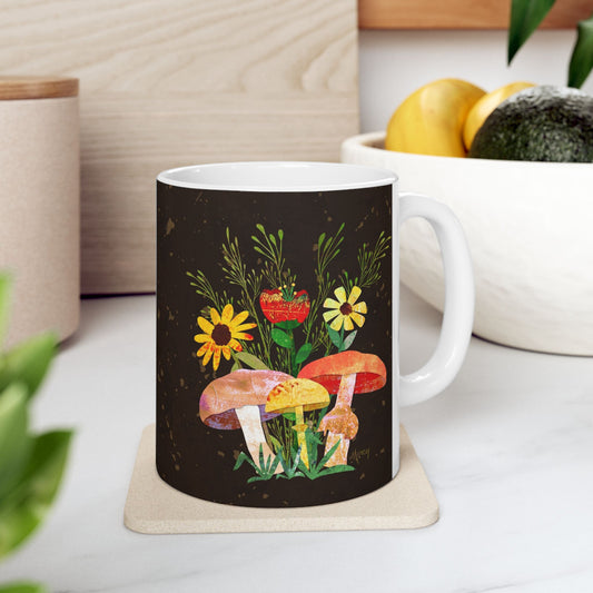 Shrooms n Fleurs Collage Ceramic Mug 11oz & 15oz
