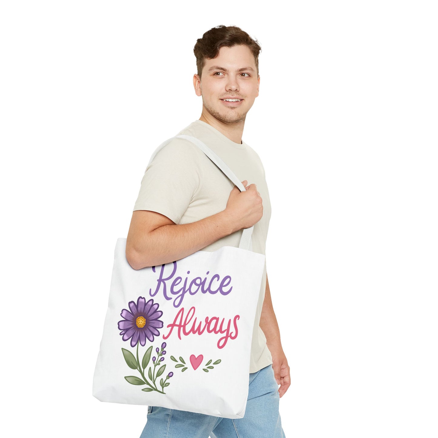 Rejoice Always Floral Tote Bag – Inspirational Scripture Tote