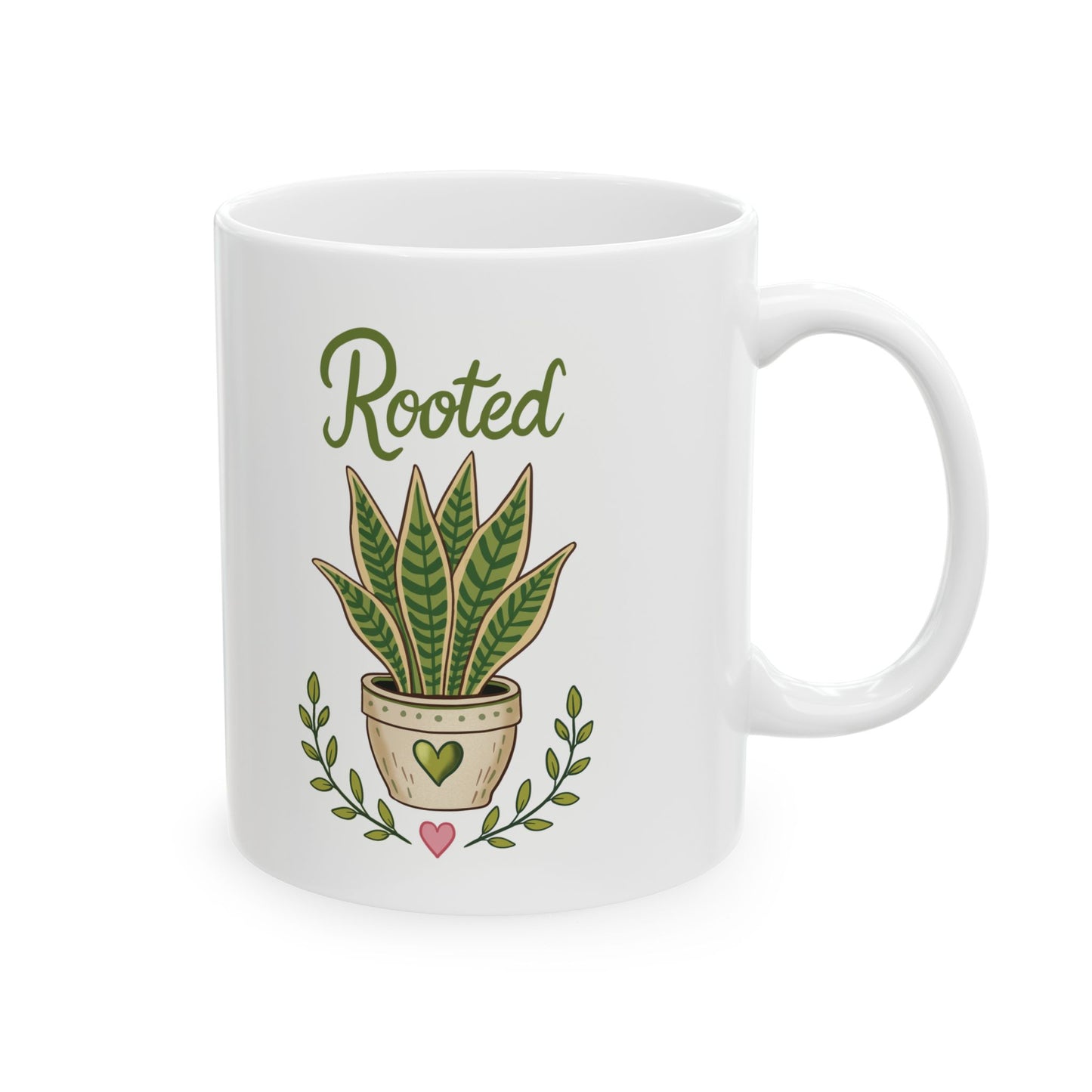 Plant Lover Ceramic Mug – 'Rooted' Potted Succulent Coffee Cup (11oz & 15oz)