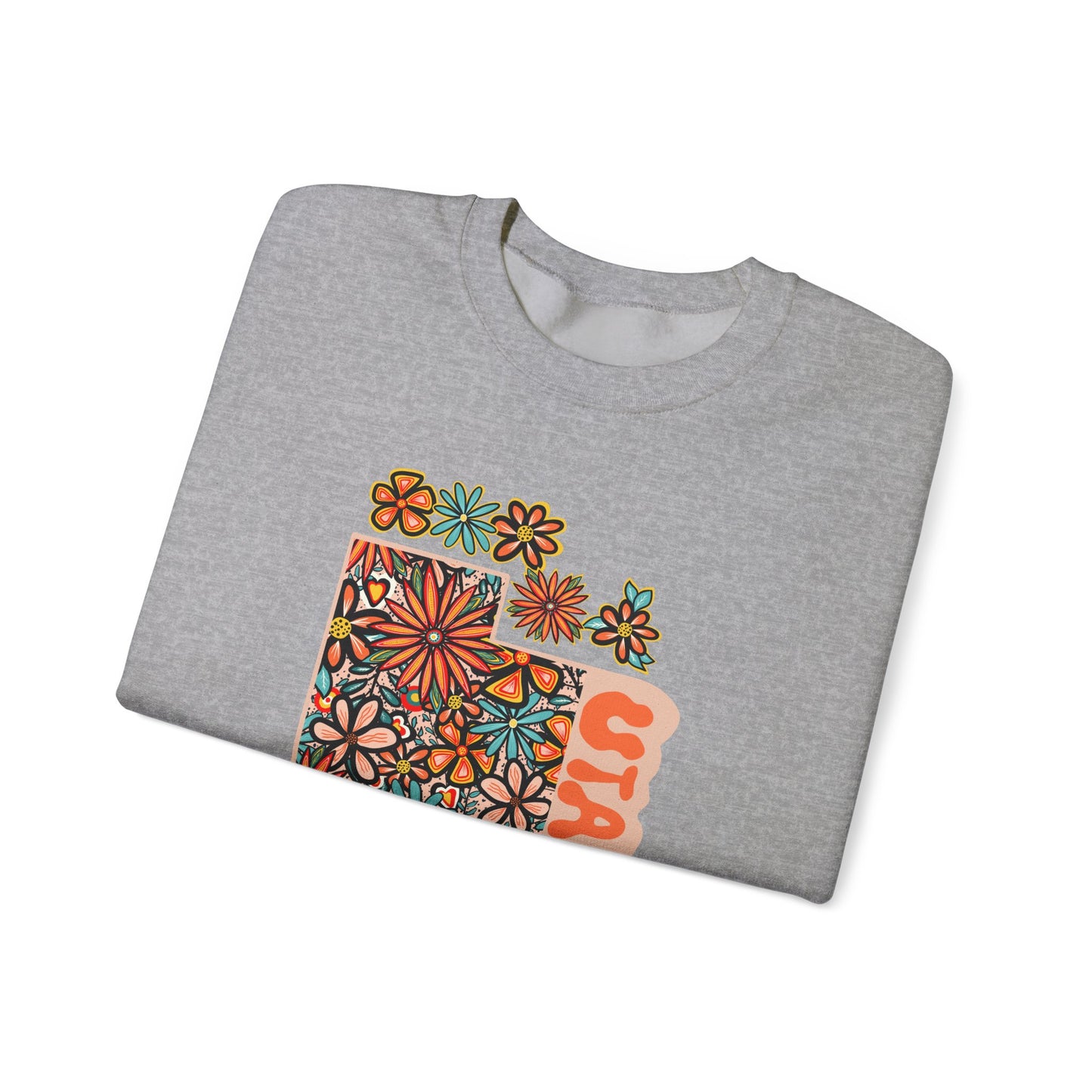 Retro 70s Flowers Utah State Design — Heavy Blend™ Crewneck Sweatshirt