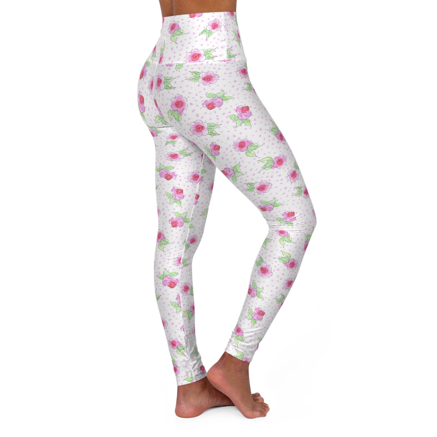 Maria’s Pink Roses High Waisted Yoga Leggings