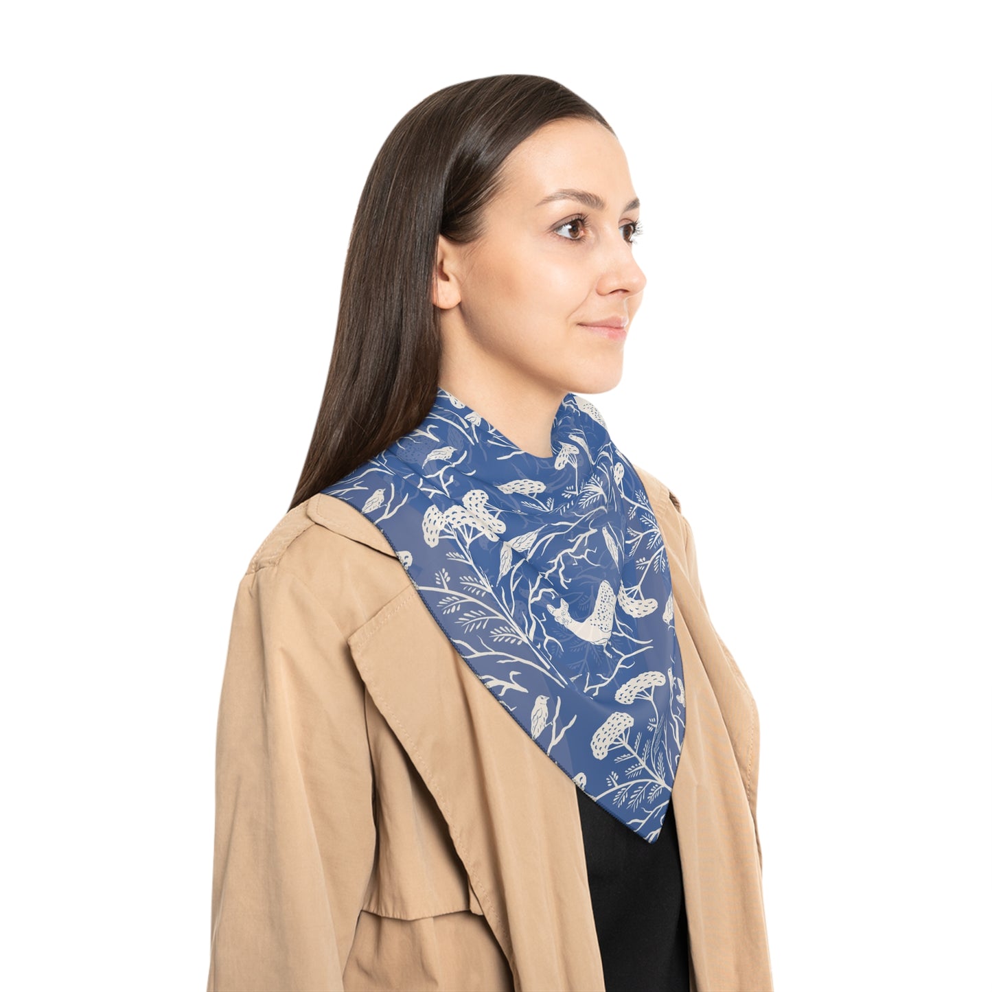 Appalachian Yarrow, Deer, and Goldfinches Square Poly Scarf