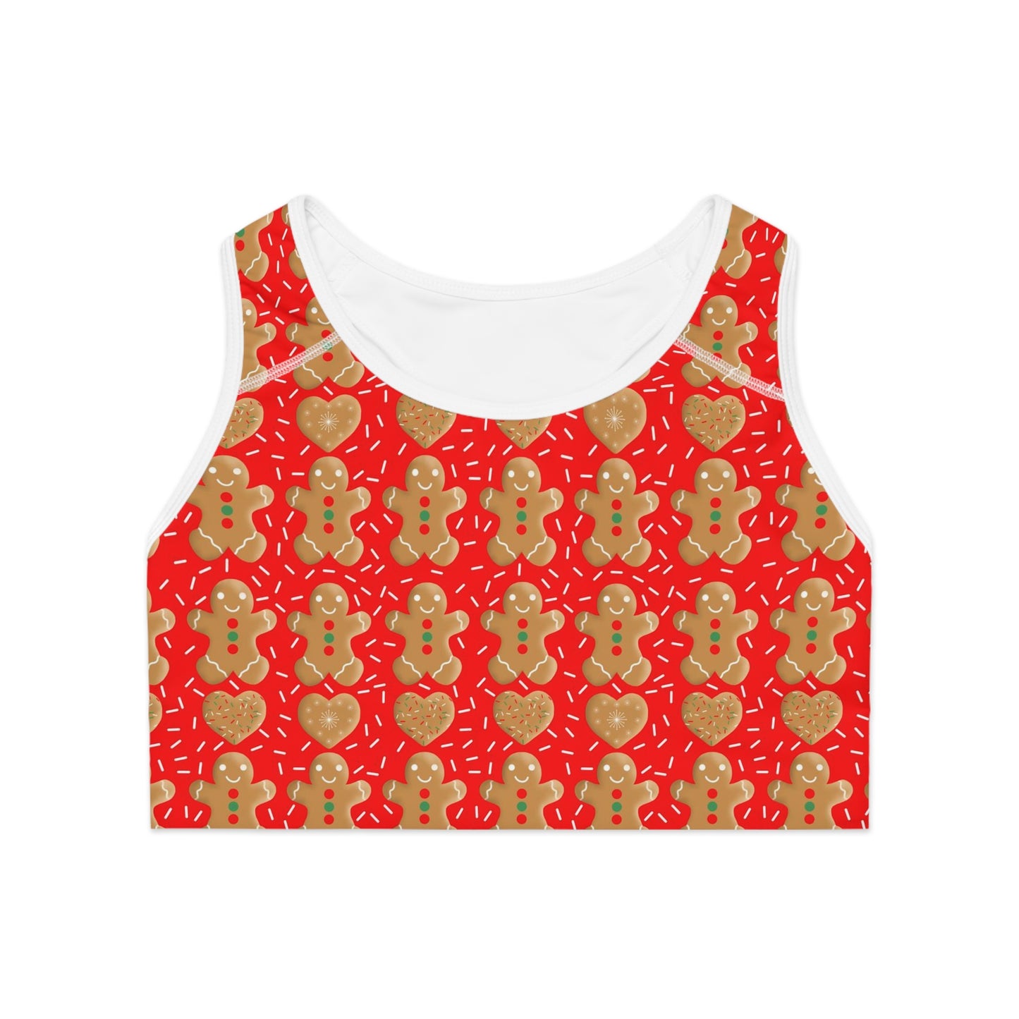 Gingerbread Men & Hearts Sports Bra