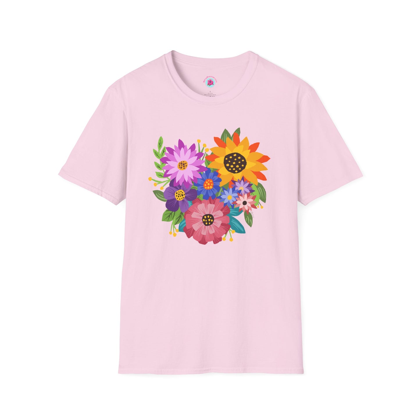 Heart-Shaped Flower Bouquet Softstyle T-Shirt