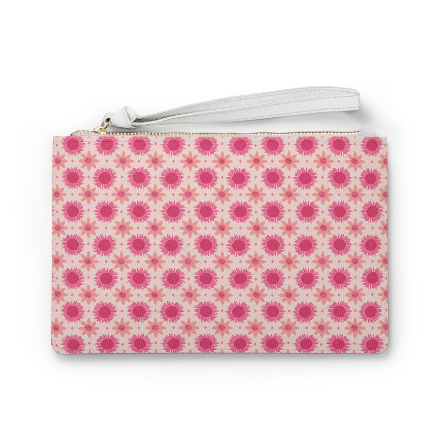 Retro Pink Sunflowers Clutch Bag