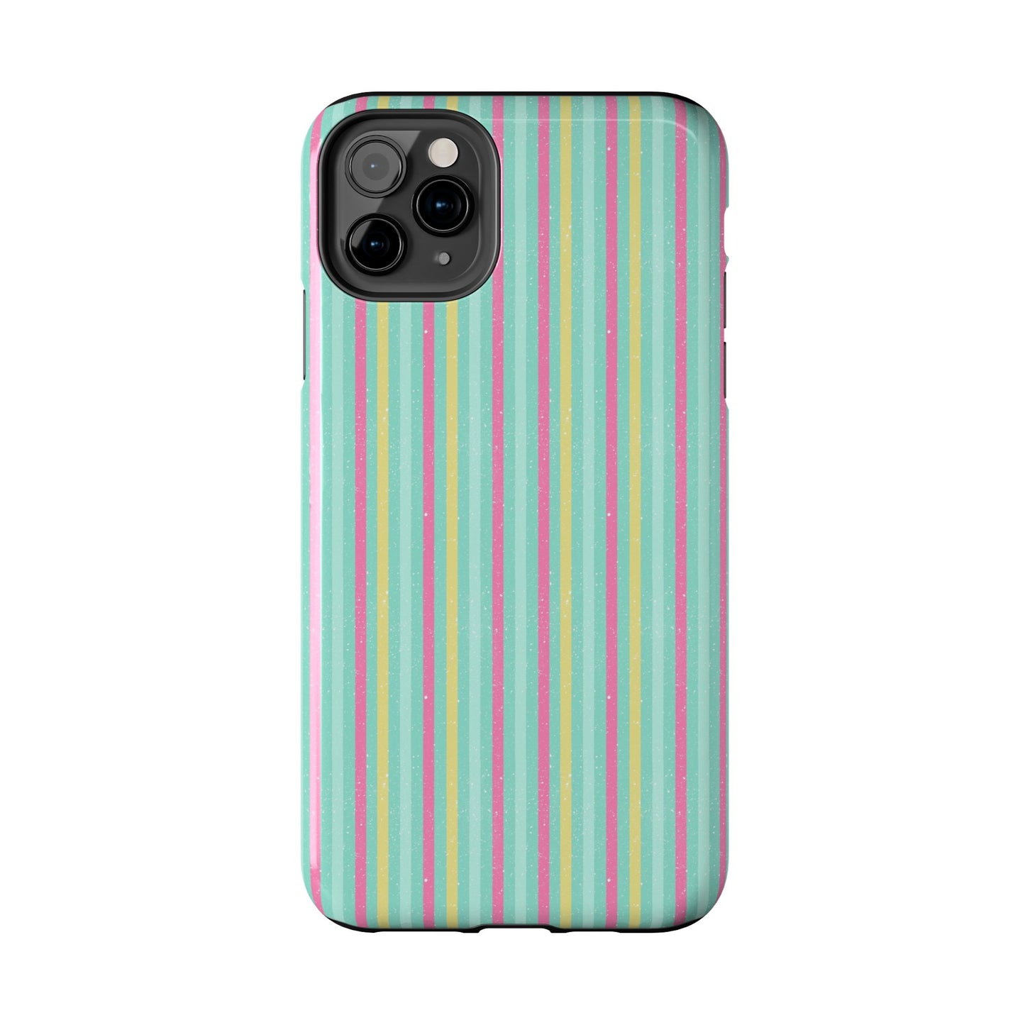 Pastel Christmas Stripes on Turquoise Tough Phone Cases