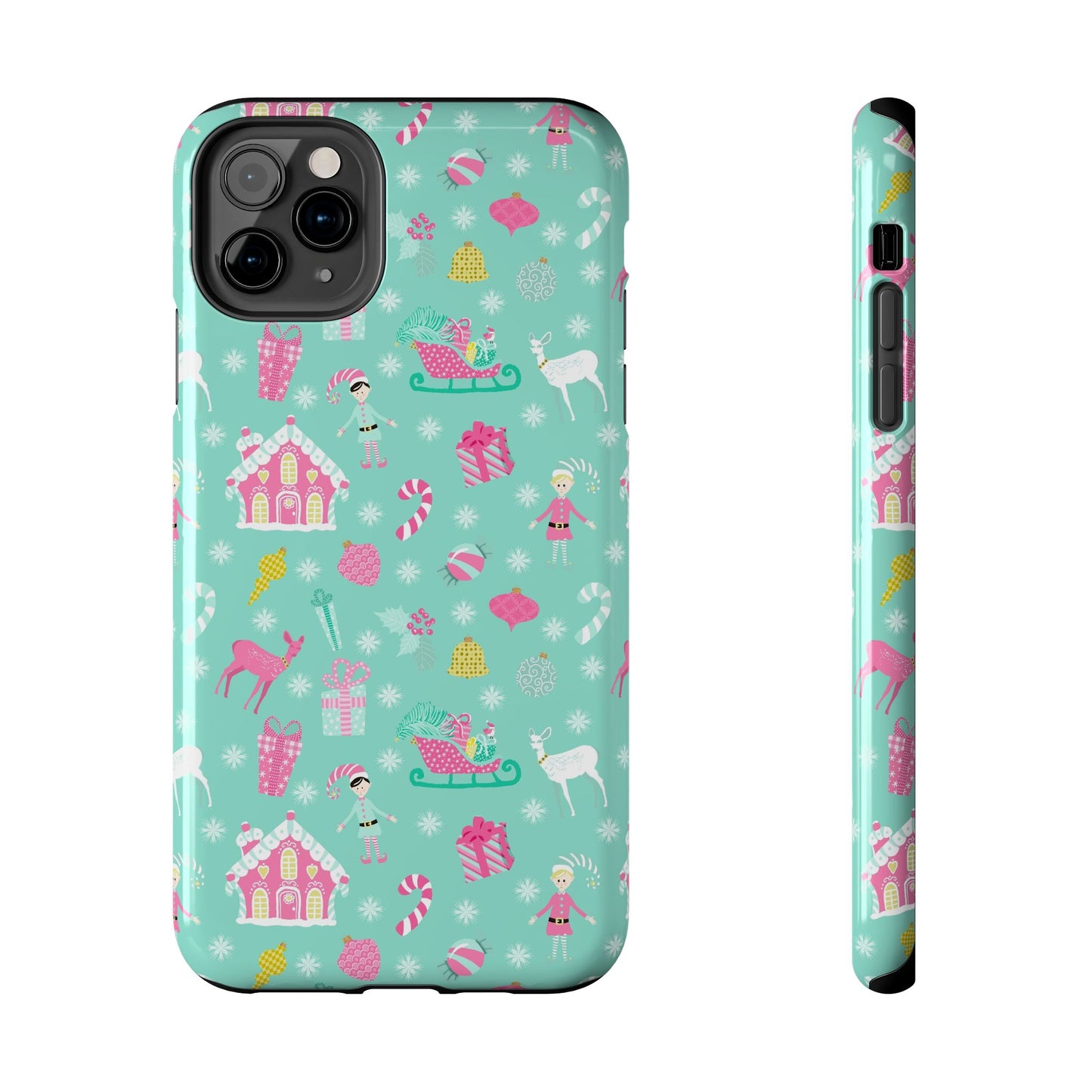 Pastel Christmas on Turquoise Tough Phone Cases