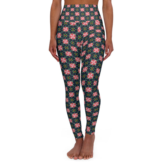 Poinsettias High Waisted Yoga Leggings