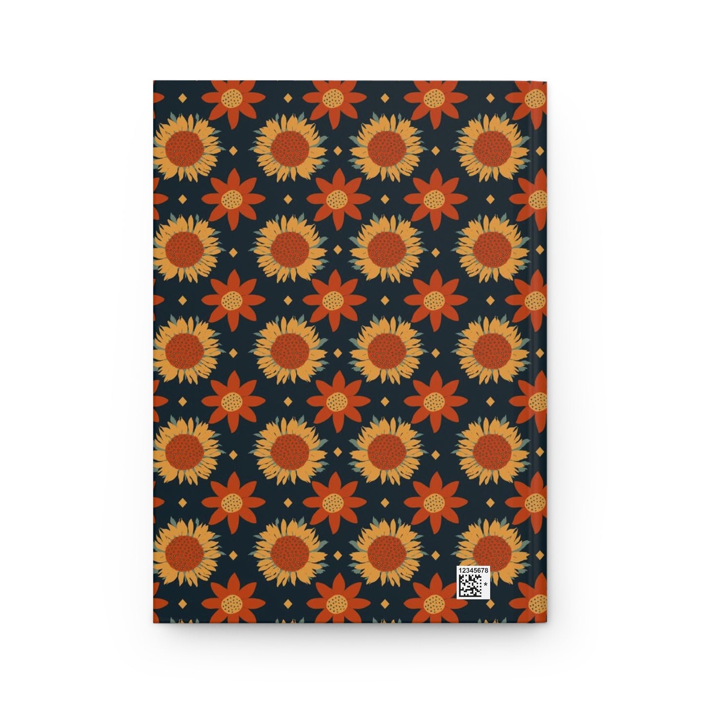 Retro Sunflowers on Dark Blue Hardcover Journal Matte