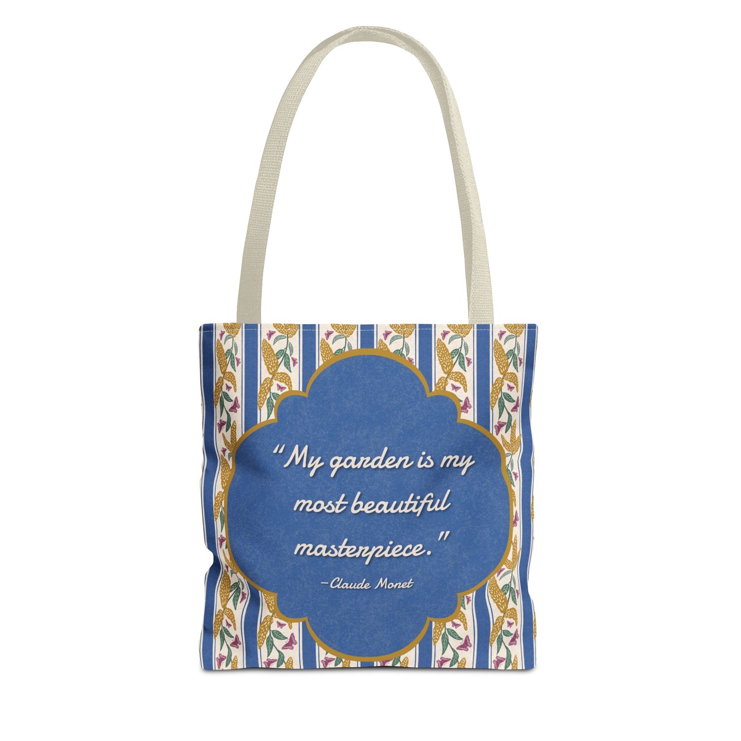 Goldenrod and Butterflies with Monet Quote Tote Bag