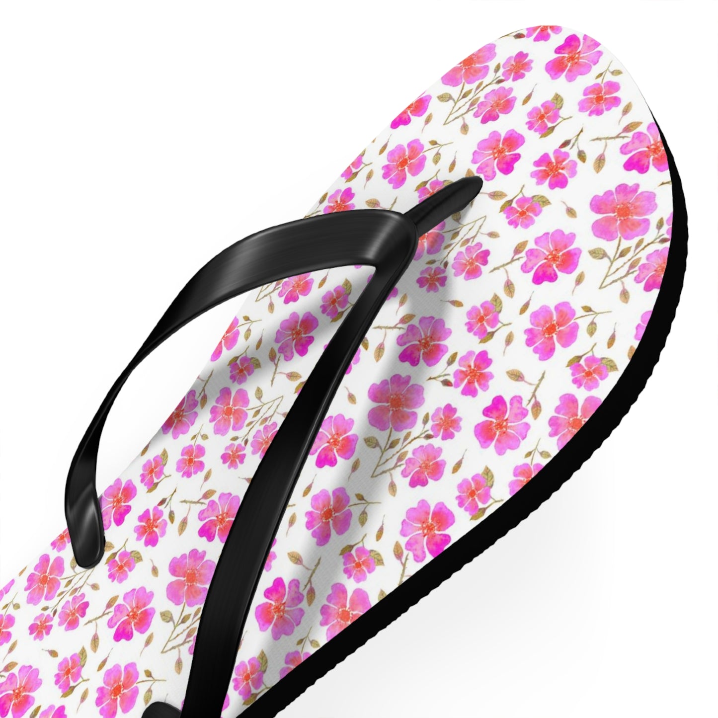 Hot Pink Wild Roses Flip Flops