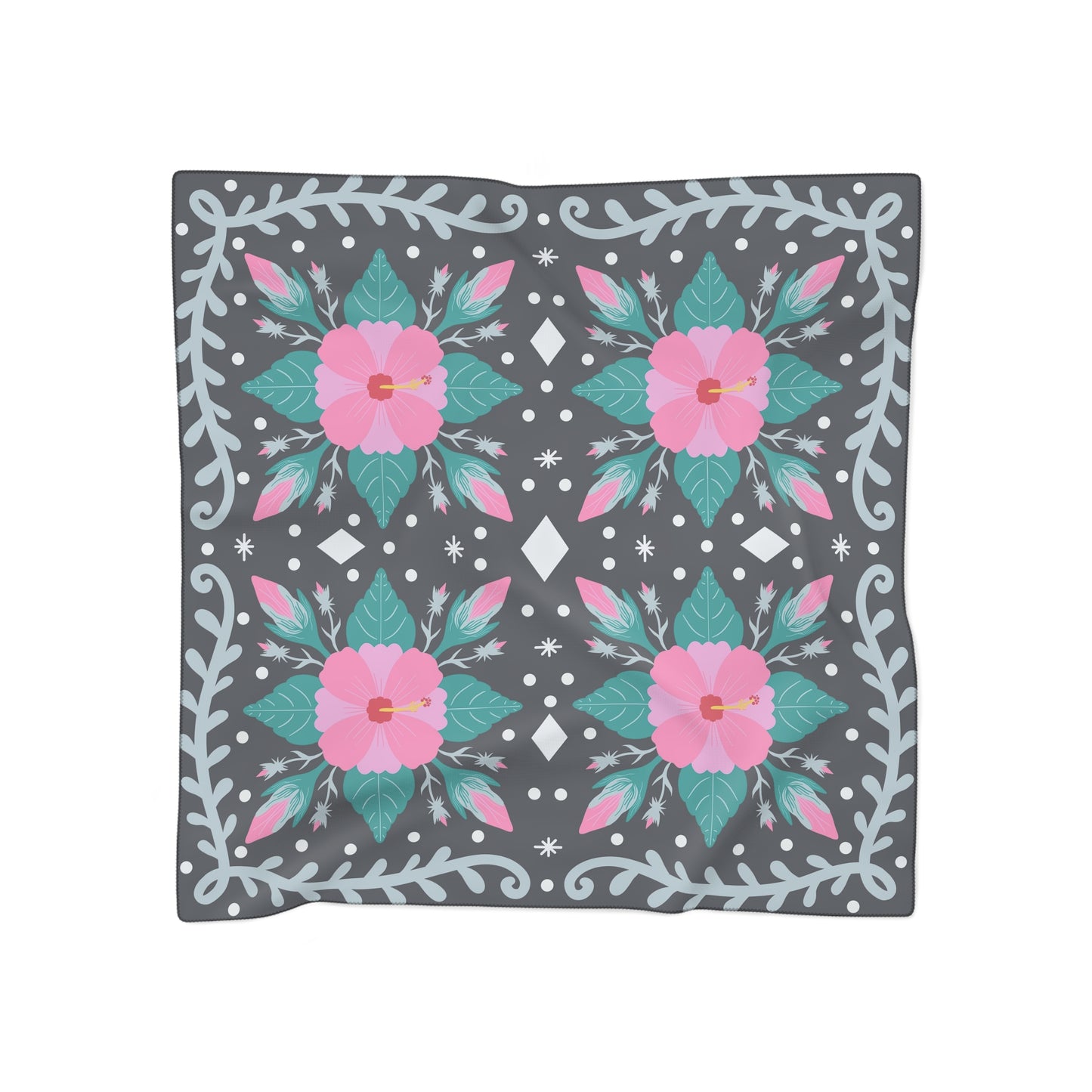 Rosy Blooms: Pink Hibiscus Scarf