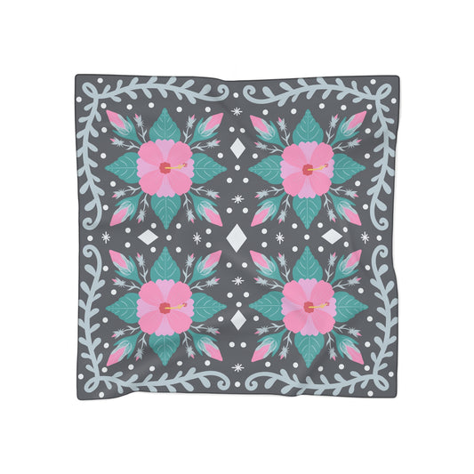 Rosy Blooms: Pink Hibiscus Scarf