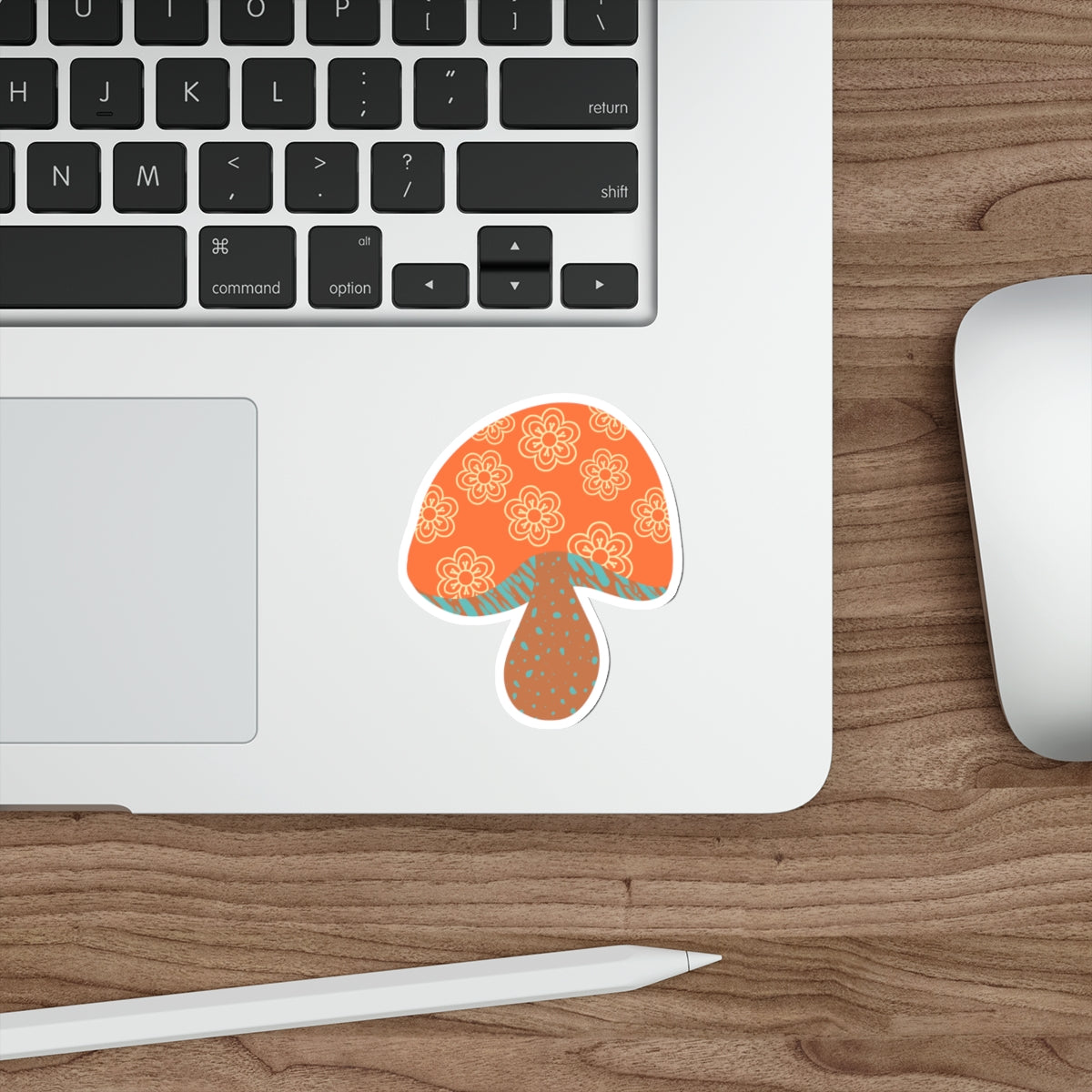 70s Groove Orange and Brown Flower Mushroom Die Cut Sticker