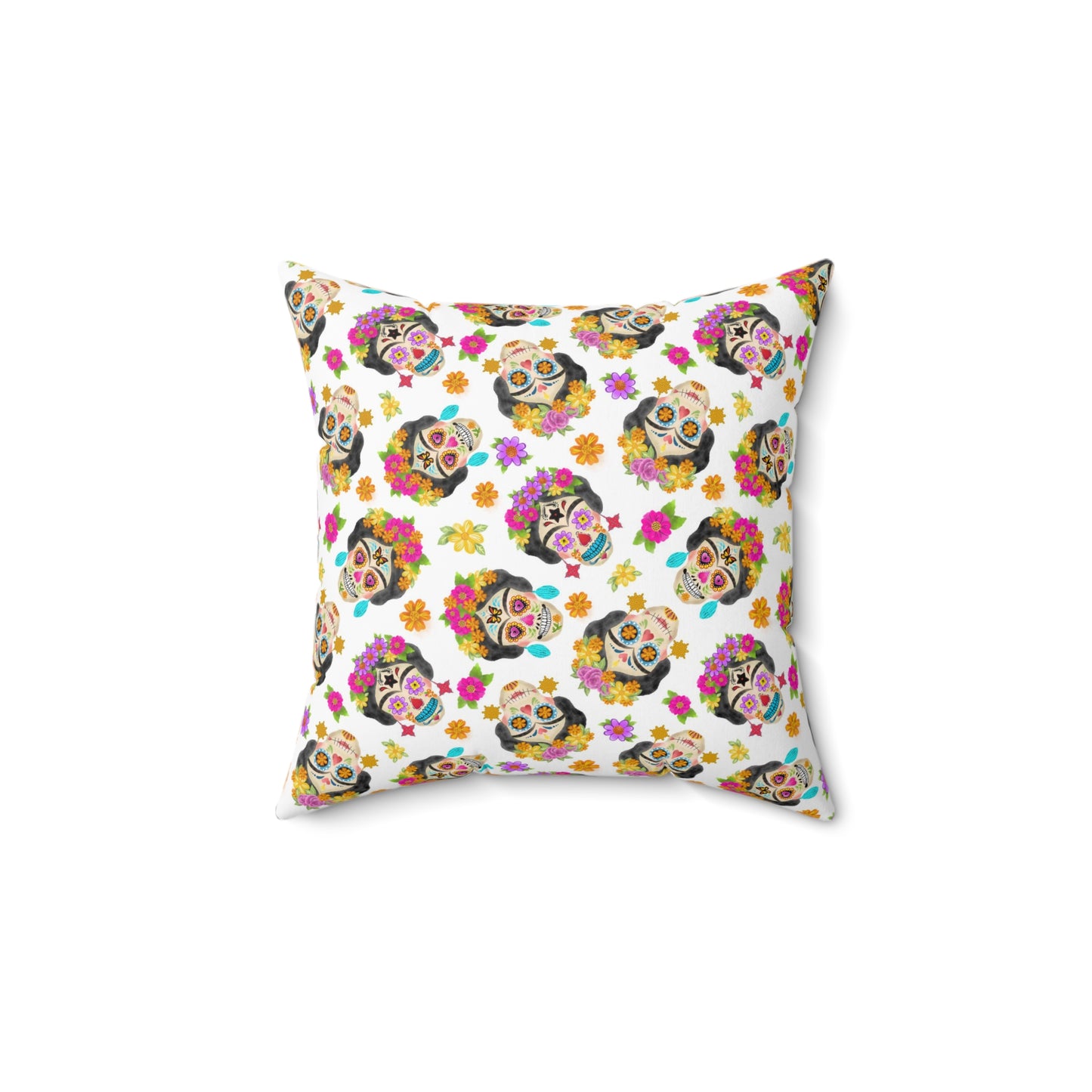 Frida Sugar Skulls Spun Polyester Square Pillow