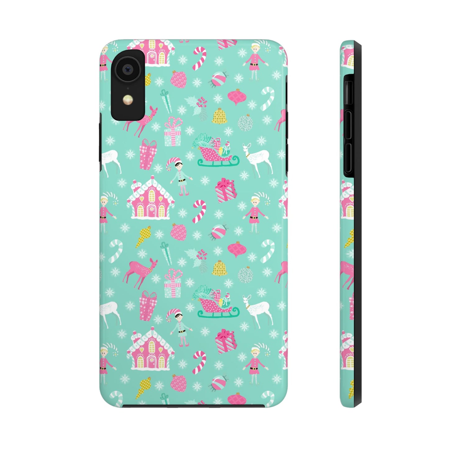 Pastel Christmas on Turquoise Tough Phone Cases