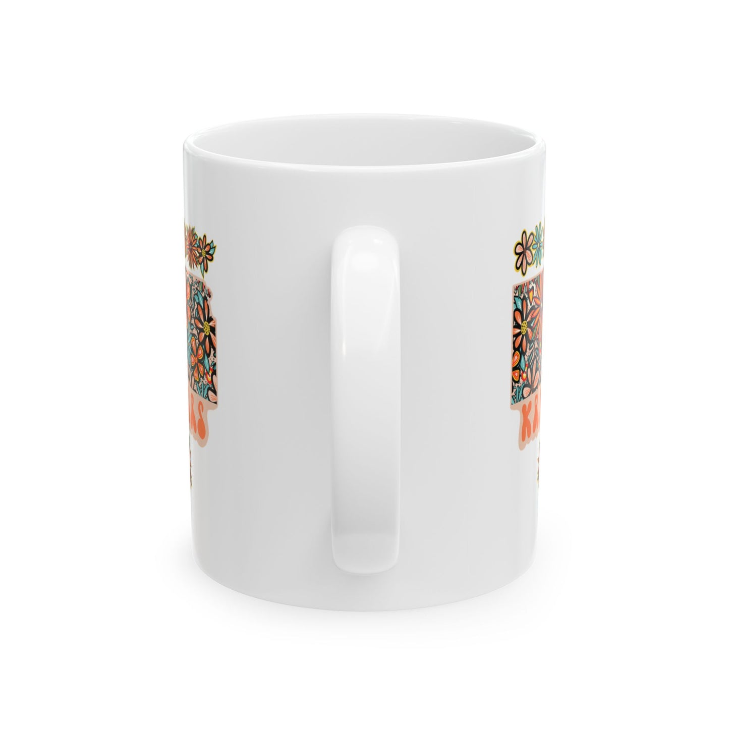 Retro 70s Flowers Kansas Ceramic Mug 11 oz and 15 oz