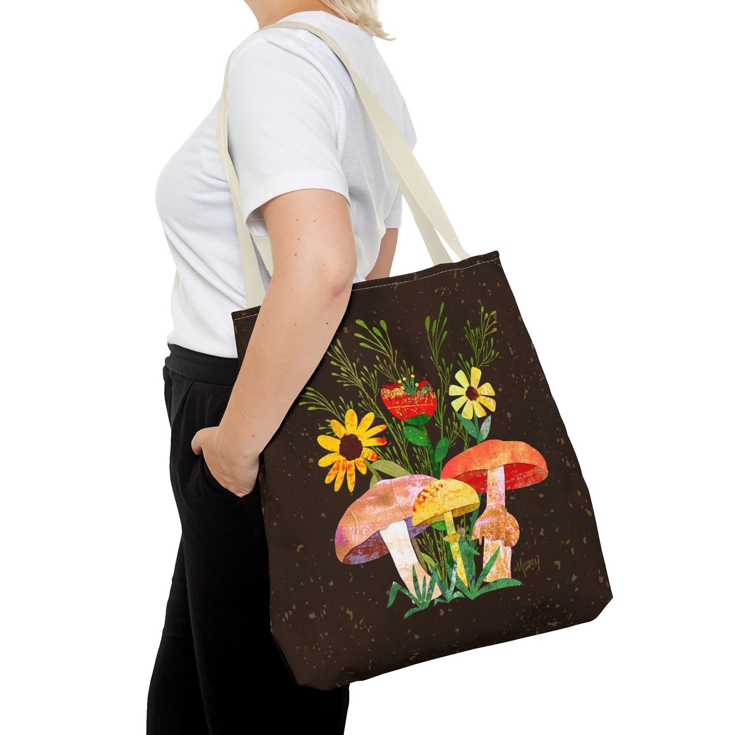 Shrooms n Fleurs Collage Tote Bag