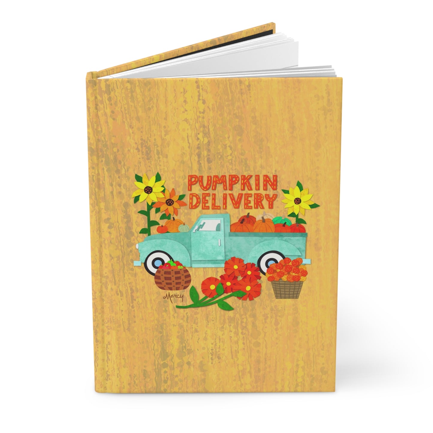 Pumpkin Delivery Collage Hardcover Journal Matte