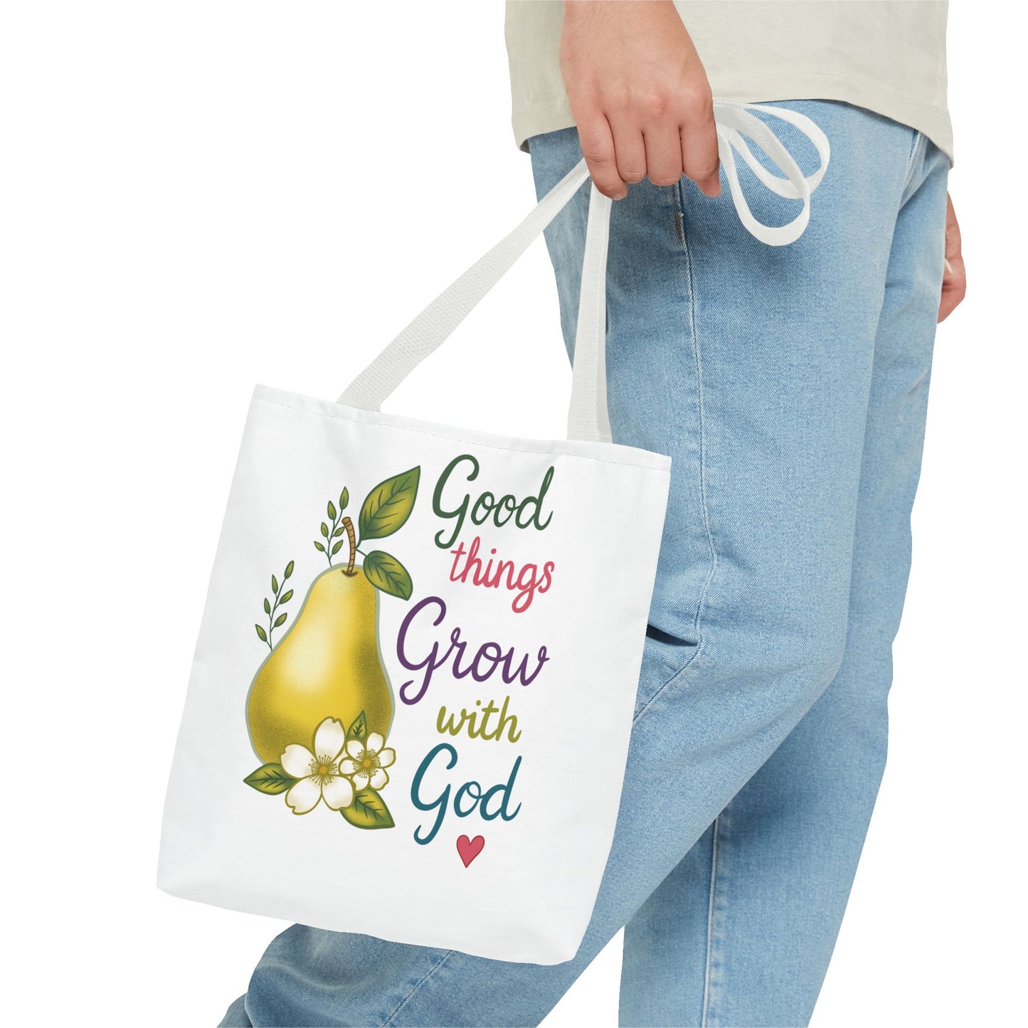 Faithful Harvest Tote — "Good Things Grow with God" Inspirational Grocery Bag