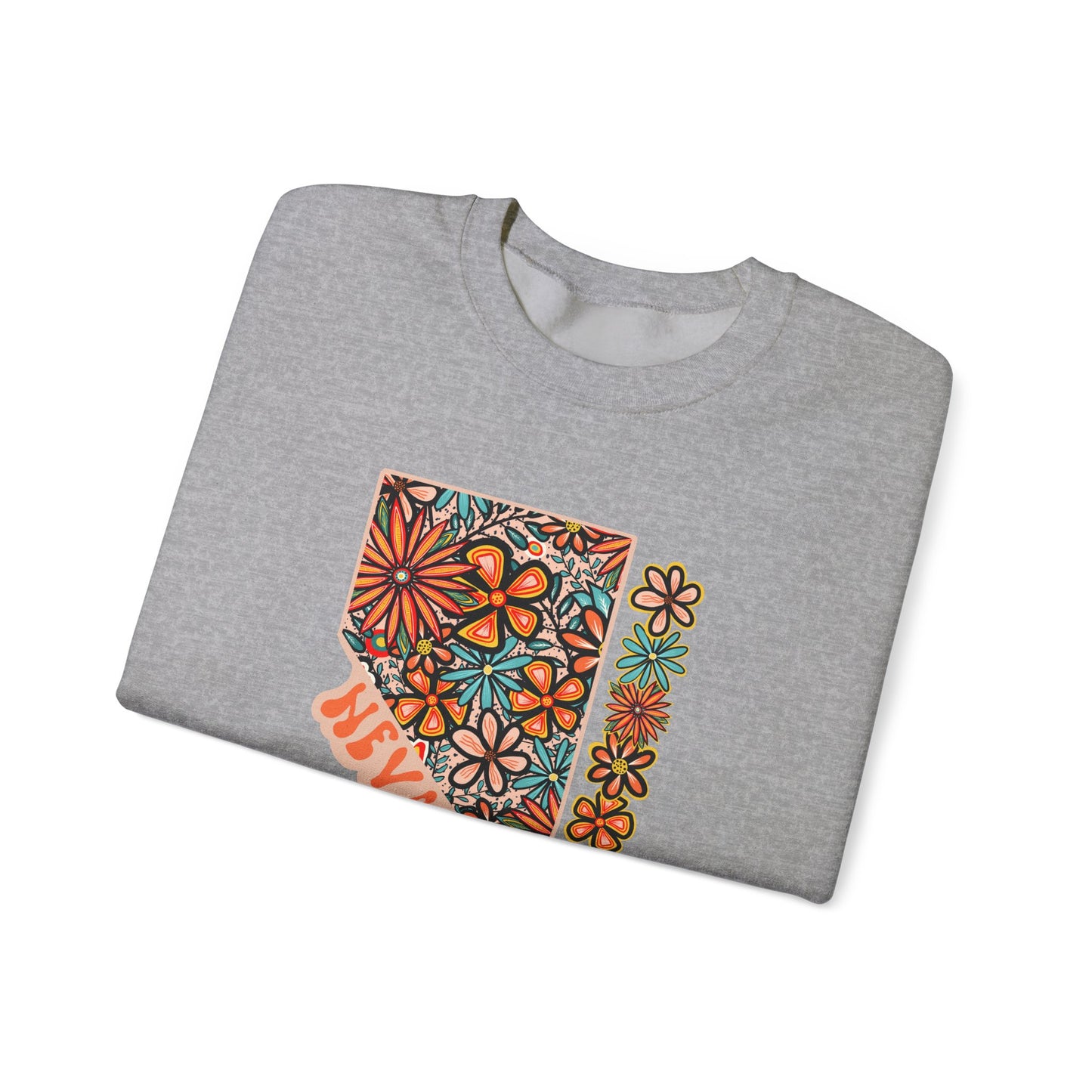 Copy of Retro 70s Flowers Nevada State Design — Heavy Blend™ Crewneck Sweatshirt